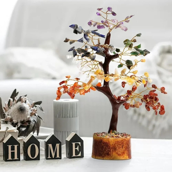 Handcrafted Chakra Crystal Tree, Healing Chakra Tree with Tumbled Gemstones - Picture 6 of 9